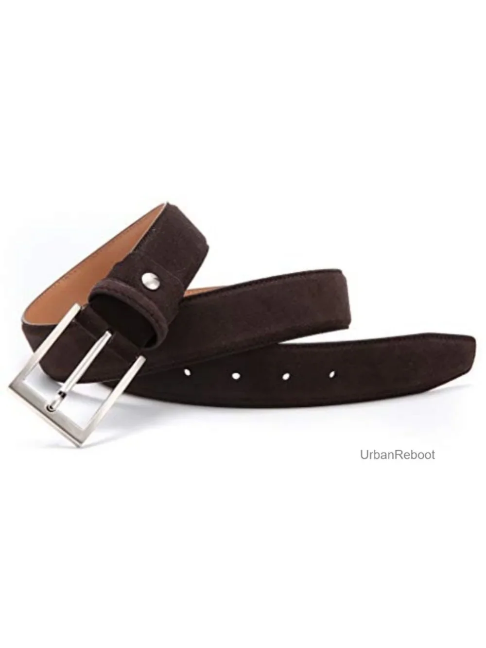 Genuine Suede Leather Men's Casual Dress Belt, 1-3/8
